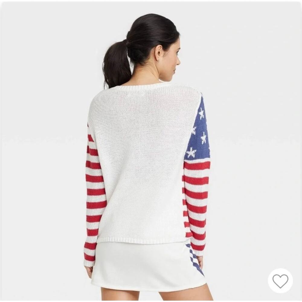 Grayson Threads American Flag Sweater Womens XS Red Blue Patriotic 4th of July - Picture 2 of 9